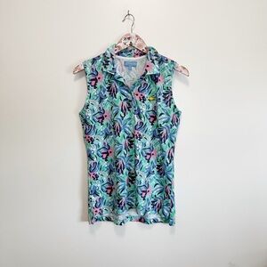 Masters MAGNOLIA LANE Collection Sleeveless Golf Polo M Medium Women’s Floral